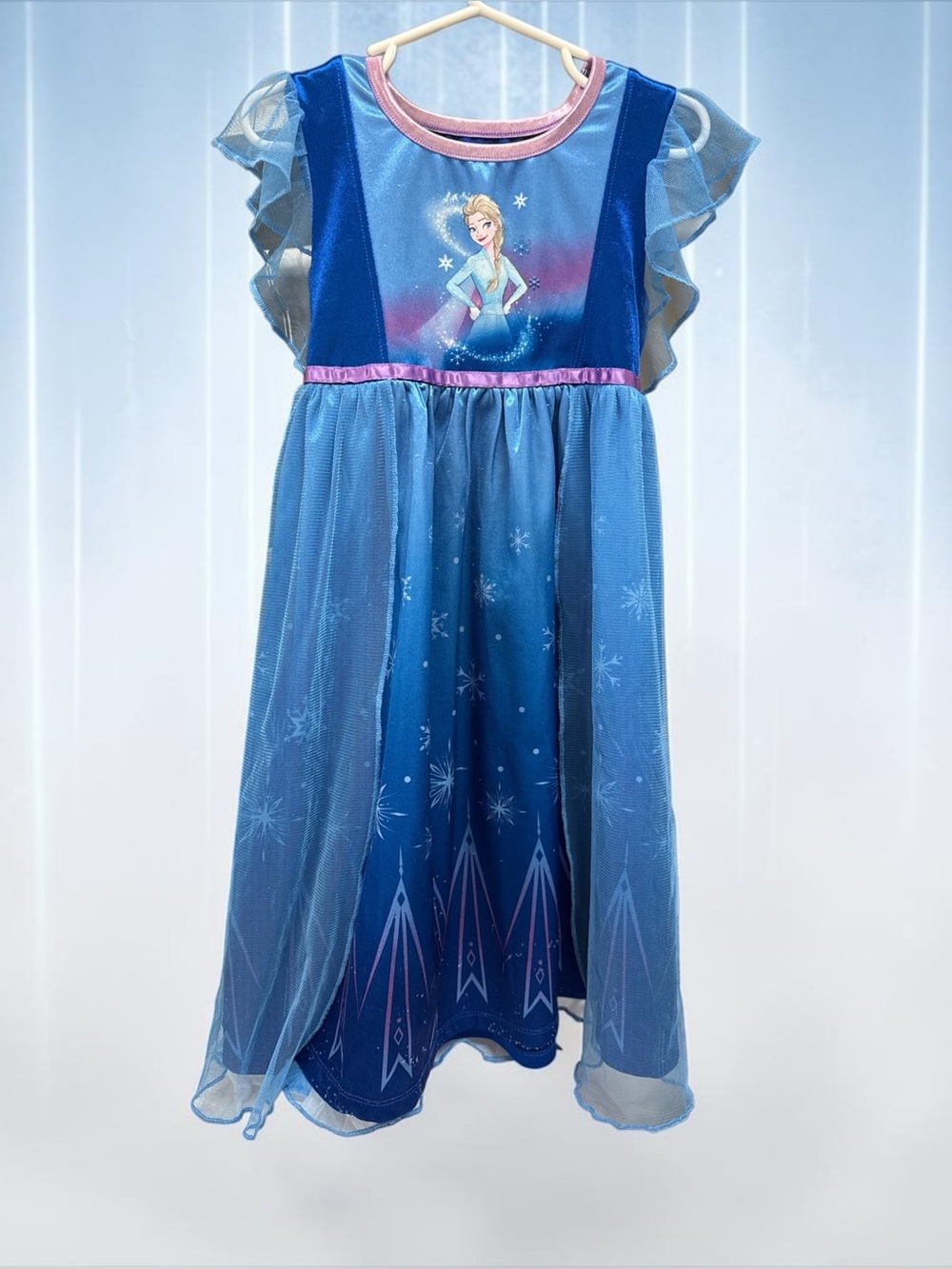 Disney Frozen Elsa Nightgown Dress Blue 4T EUC